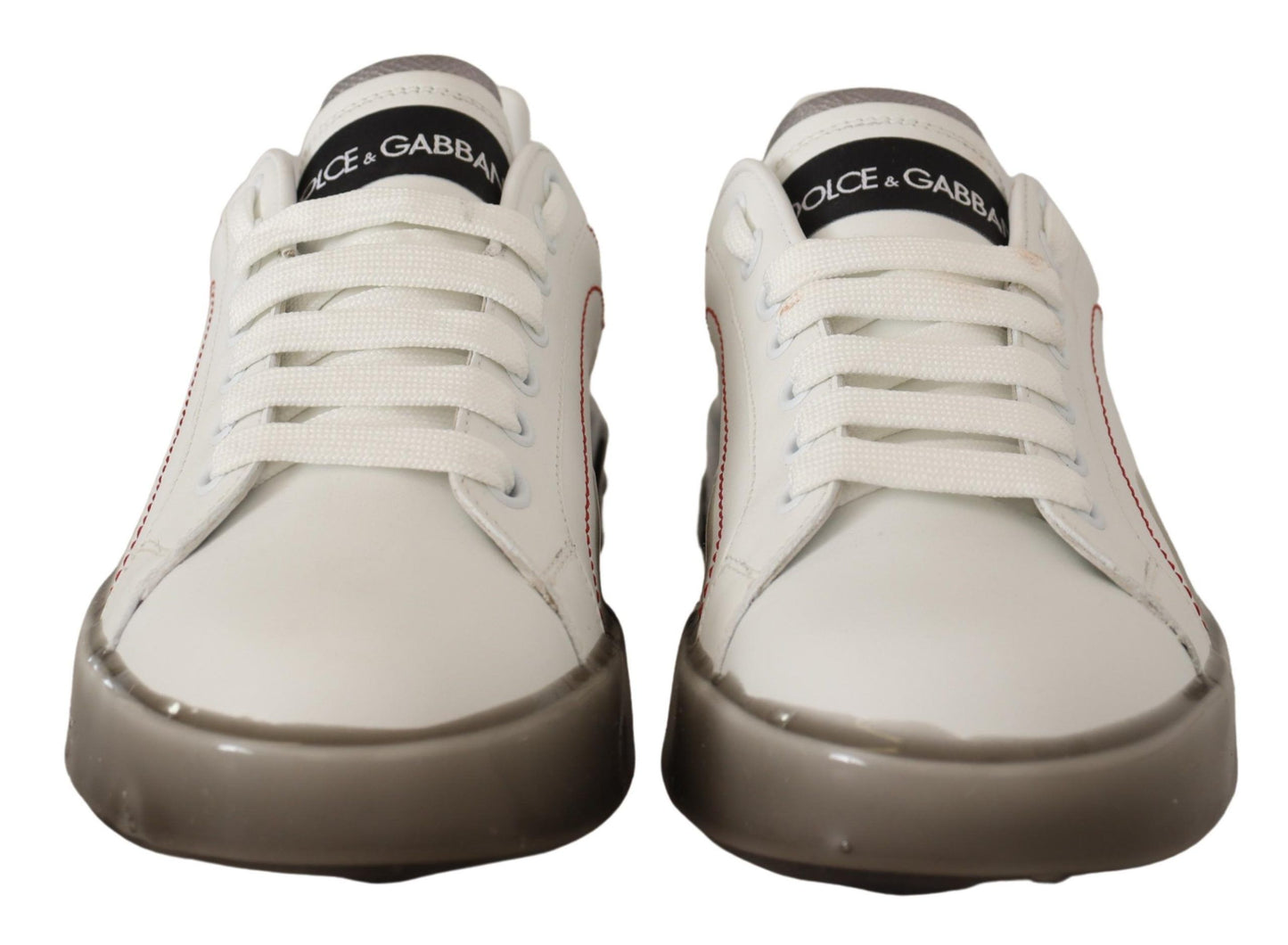 Chaussures en cuir blanc Dolce & Gabbana Baskets Portofino à logo pour femme