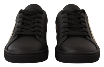 Chaussures Femme Dolce & Gabbana Baskets Basses en Cuir Noir et Doré