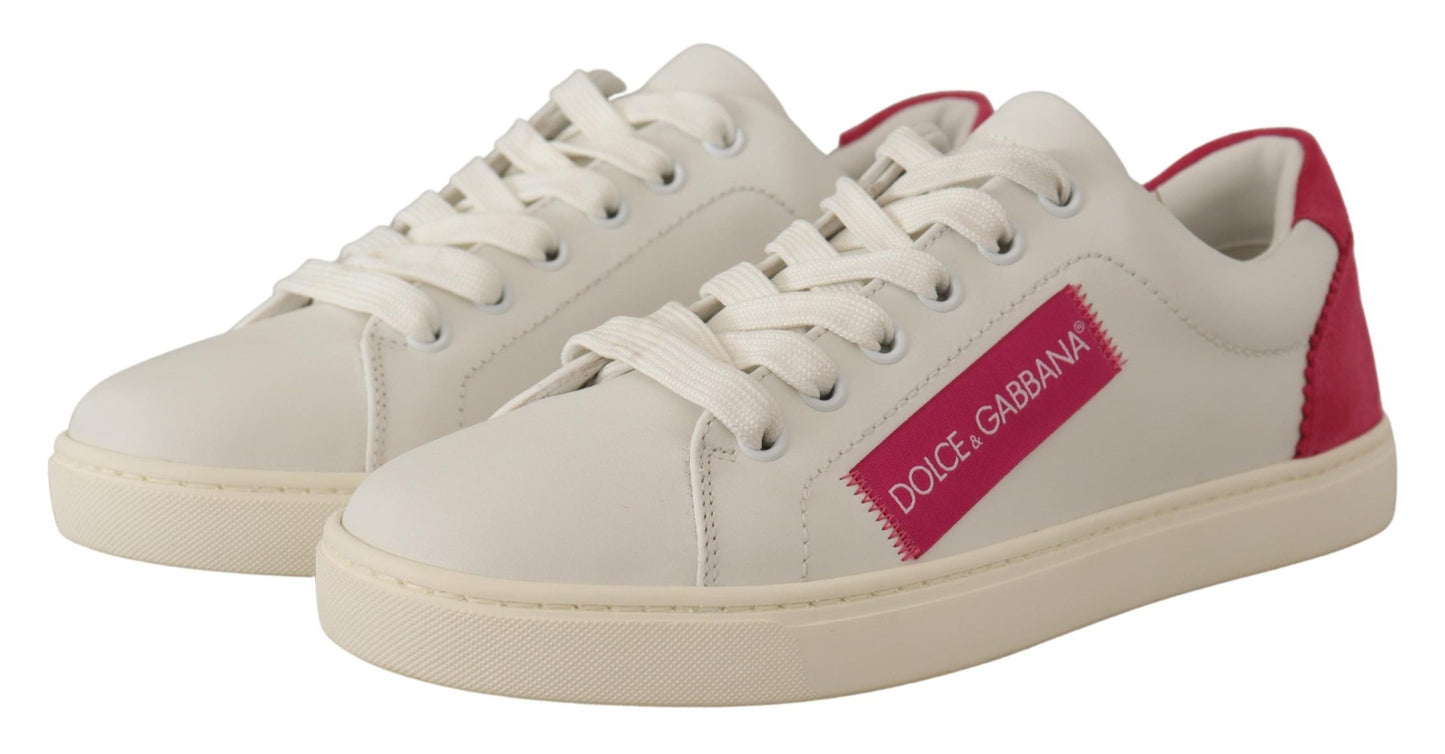 Dolce & Gabbana Baskets basses en cuir blanc et rose pour femme