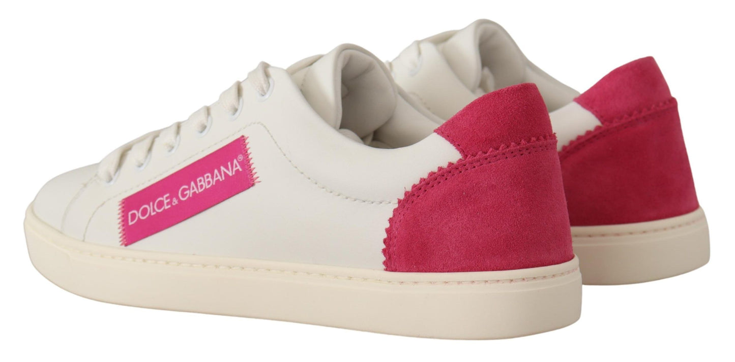 Dolce & Gabbana Baskets basses en cuir blanc et rose pour femme