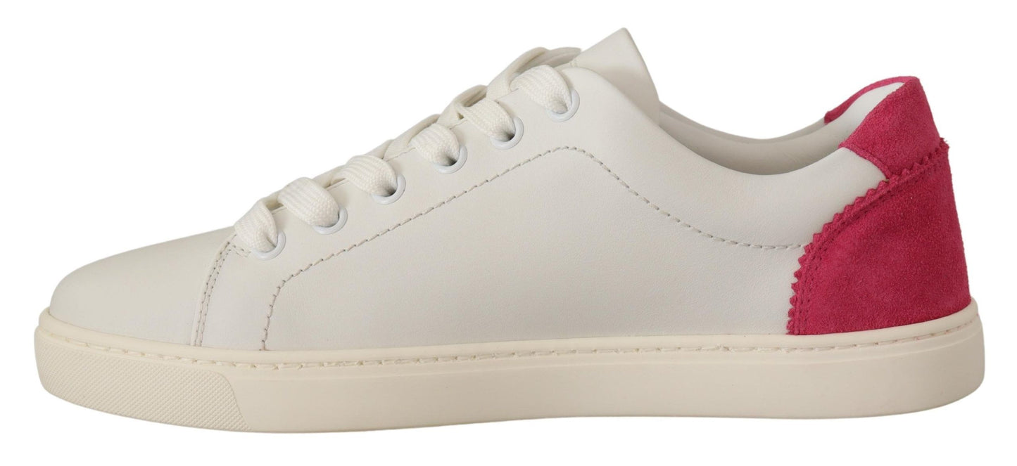 Dolce & Gabbana Baskets basses en cuir blanc et rose pour femme