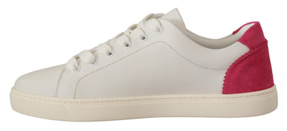 Dolce & Gabbana Baskets basses en cuir blanc et rose pour femme