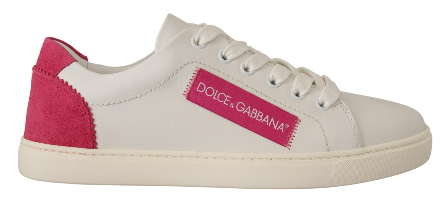 Dolce & Gabbana Baskets basses en cuir blanc et rose pour femme