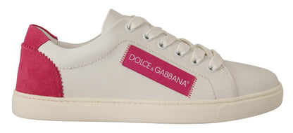 Dolce & Gabbana Baskets basses en cuir blanc et rose pour femme