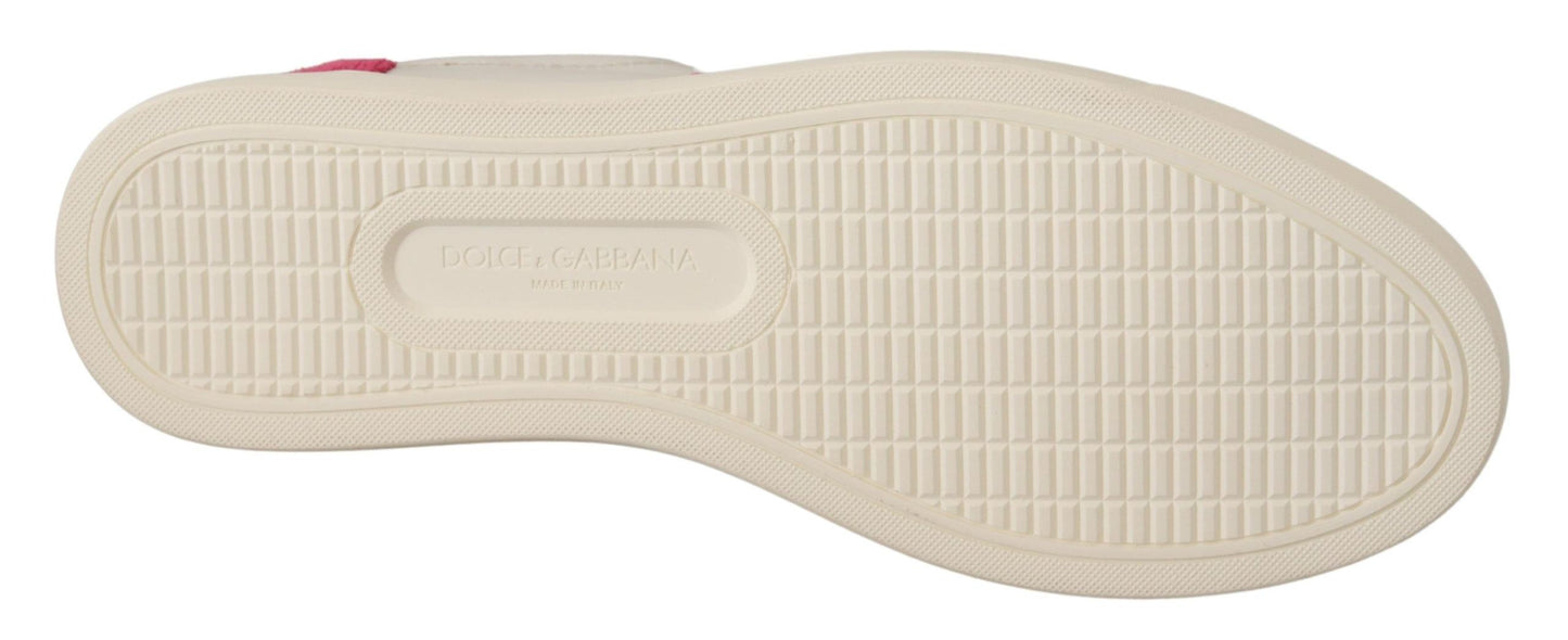Dolce & Gabbana Baskets basses en cuir blanc et rose pour femme