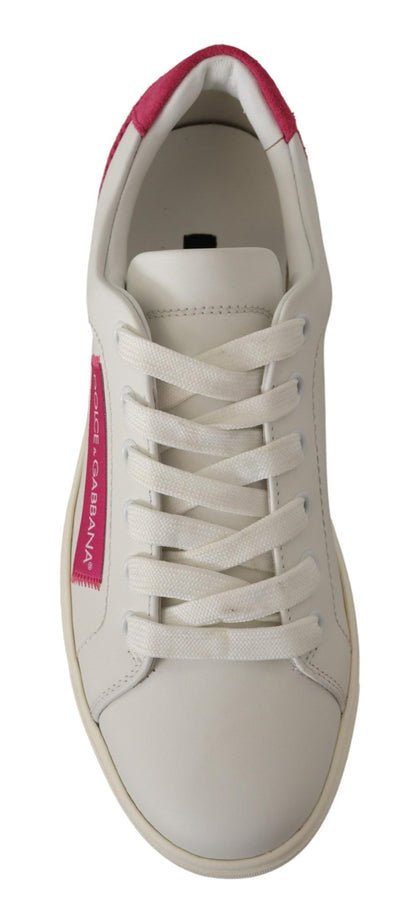 Dolce & Gabbana Baskets basses en cuir blanc et rose pour femme