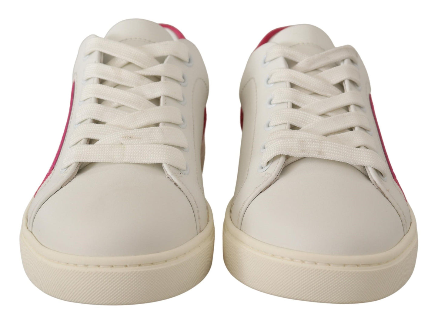 Dolce & Gabbana Baskets basses en cuir blanc et rose pour femme