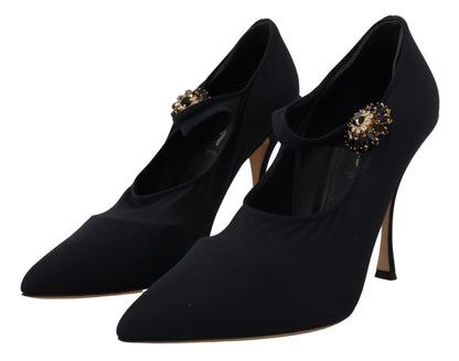 Chaussures à talons Dolce & Gabbana en maille extensible noire et cristaux