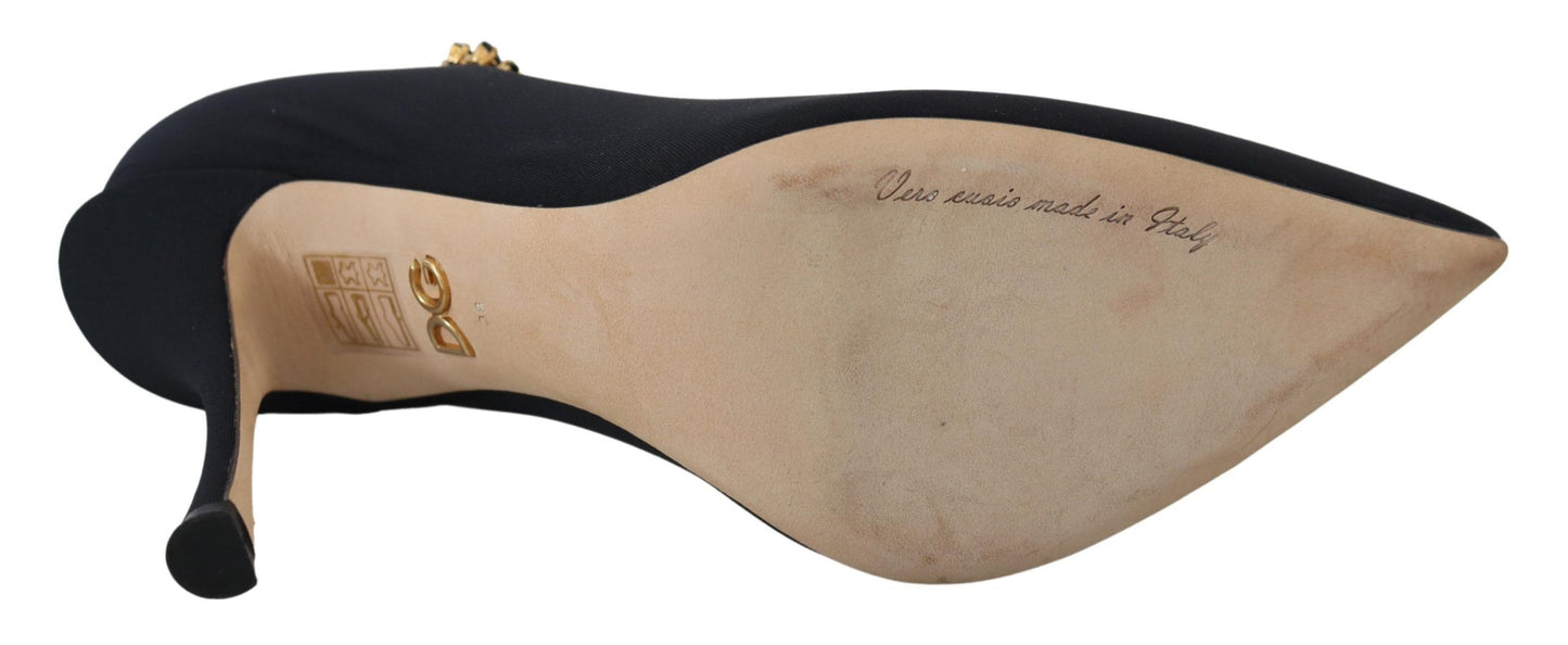 Chaussures à talons Dolce & Gabbana en maille extensible noire et cristaux