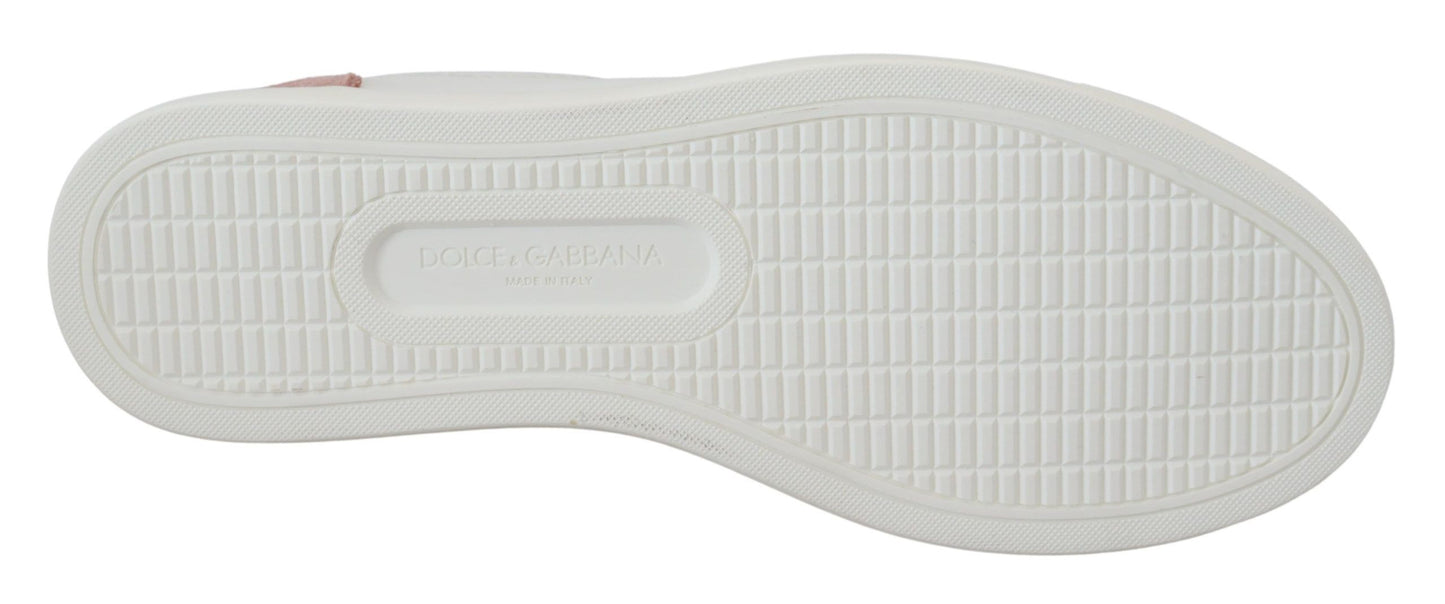 Chaussures Sneakers Basses Dolce & Gabbana en Cuir Blanc Rose