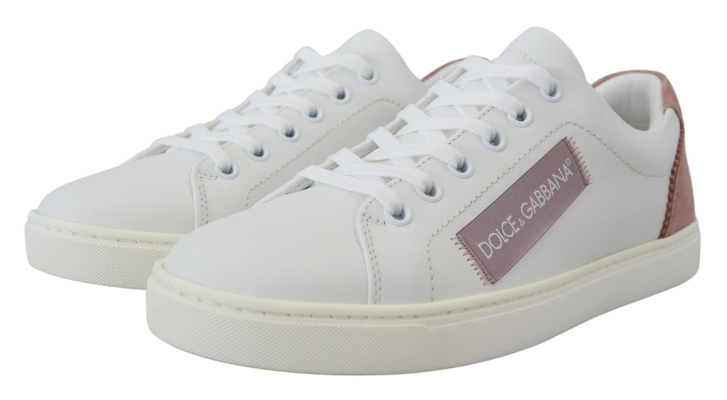 Chaussures Sneakers Basses Dolce & Gabbana en Cuir Blanc Rose