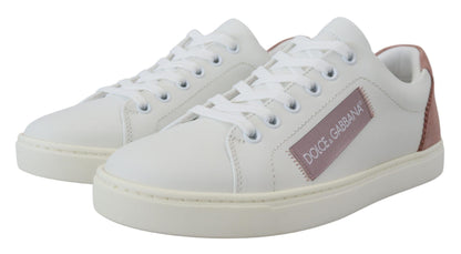 Chaussures Sneakers Basses Dolce & Gabbana en Cuir Blanc Rose