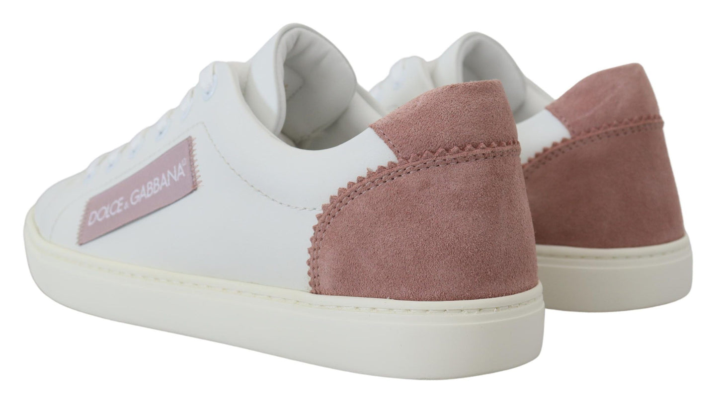 Chaussures Sneakers Basses Dolce & Gabbana en Cuir Blanc Rose