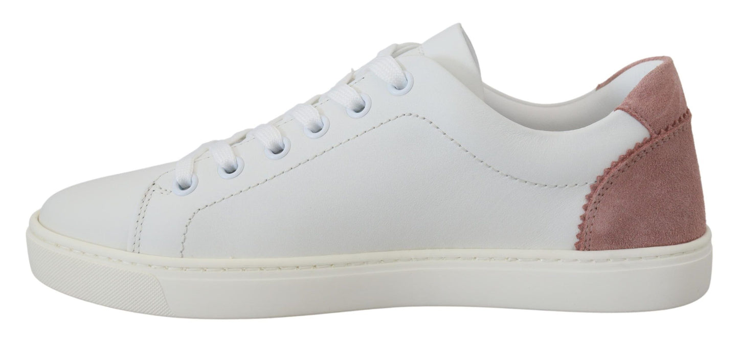 Chaussures Sneakers Basses Dolce & Gabbana en Cuir Blanc Rose