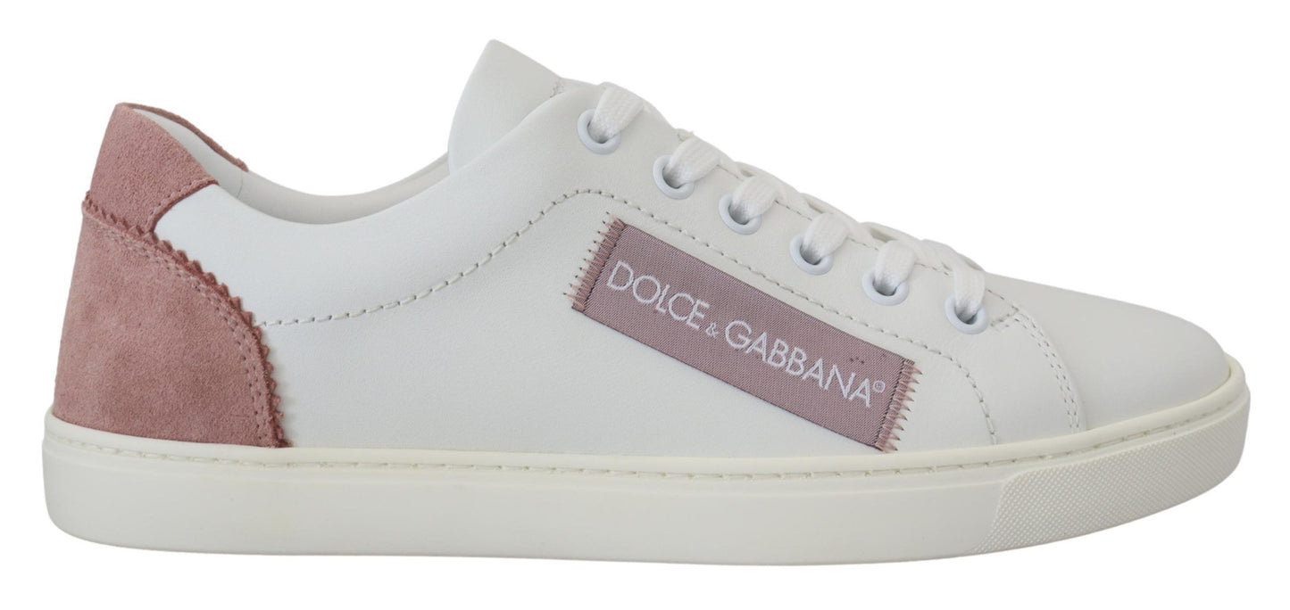 Chaussures Sneakers Basses Dolce & Gabbana en Cuir Blanc Rose
