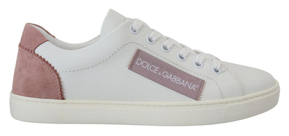Chaussures Sneakers Basses Dolce & Gabbana en Cuir Blanc Rose