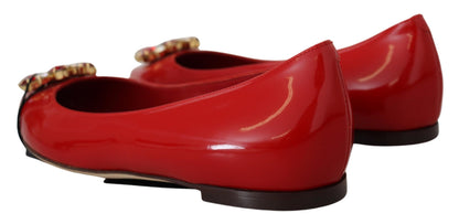 Mocassins plats Dolce & Gabbana en cuir rouge et cristaux