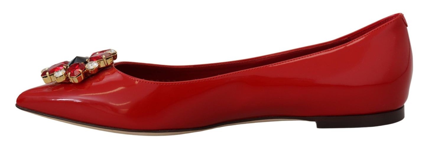 Mocassins plats Dolce & Gabbana en cuir rouge et cristaux