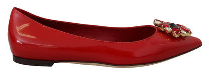 Mocassins plats Dolce & Gabbana en cuir rouge et cristaux
