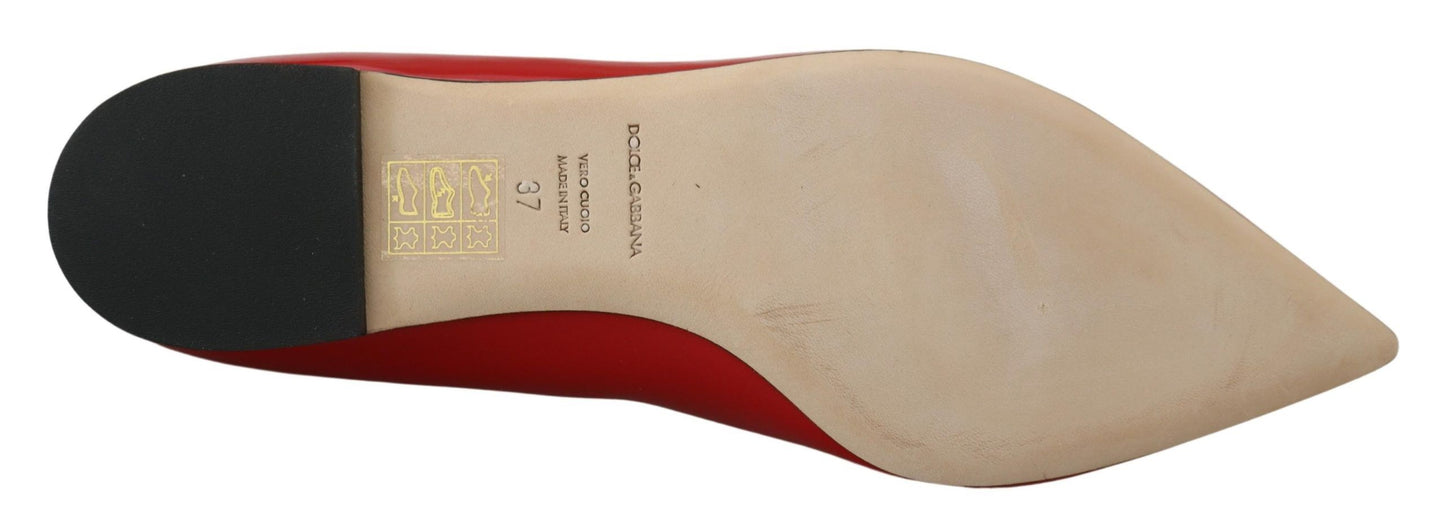Mocassins plats Dolce & Gabbana en cuir rouge et cristaux