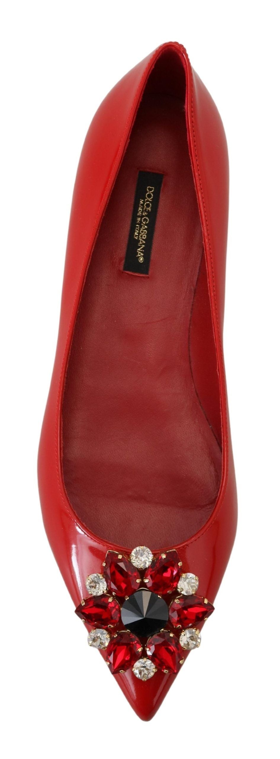 Mocassins plats Dolce & Gabbana en cuir rouge et cristaux
