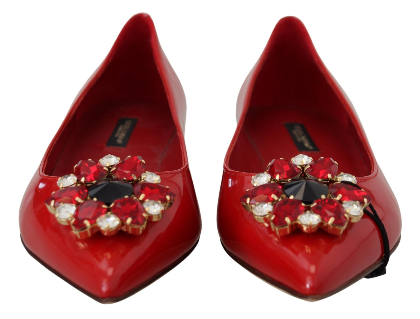 Mocassins plats Dolce & Gabbana en cuir rouge et cristaux