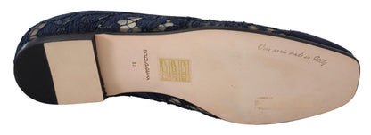 Chaussures plates à enfiler en dentelle florale bleue Dolce & Gabbana