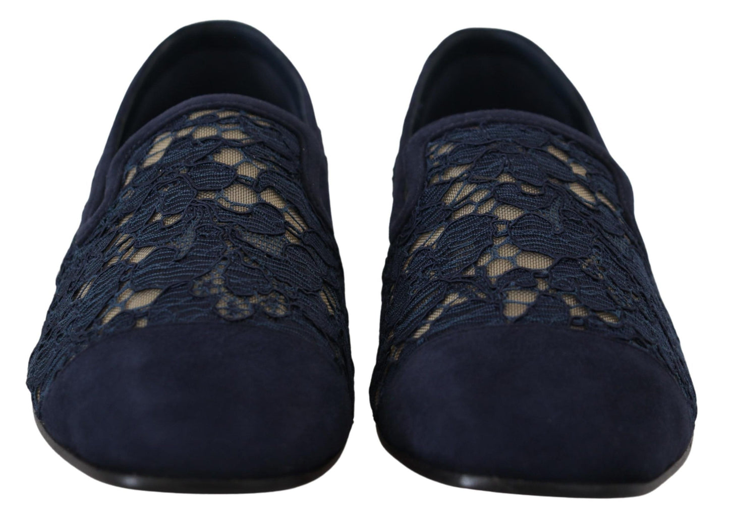 Chaussures plates à enfiler en dentelle florale bleue Dolce & Gabbana