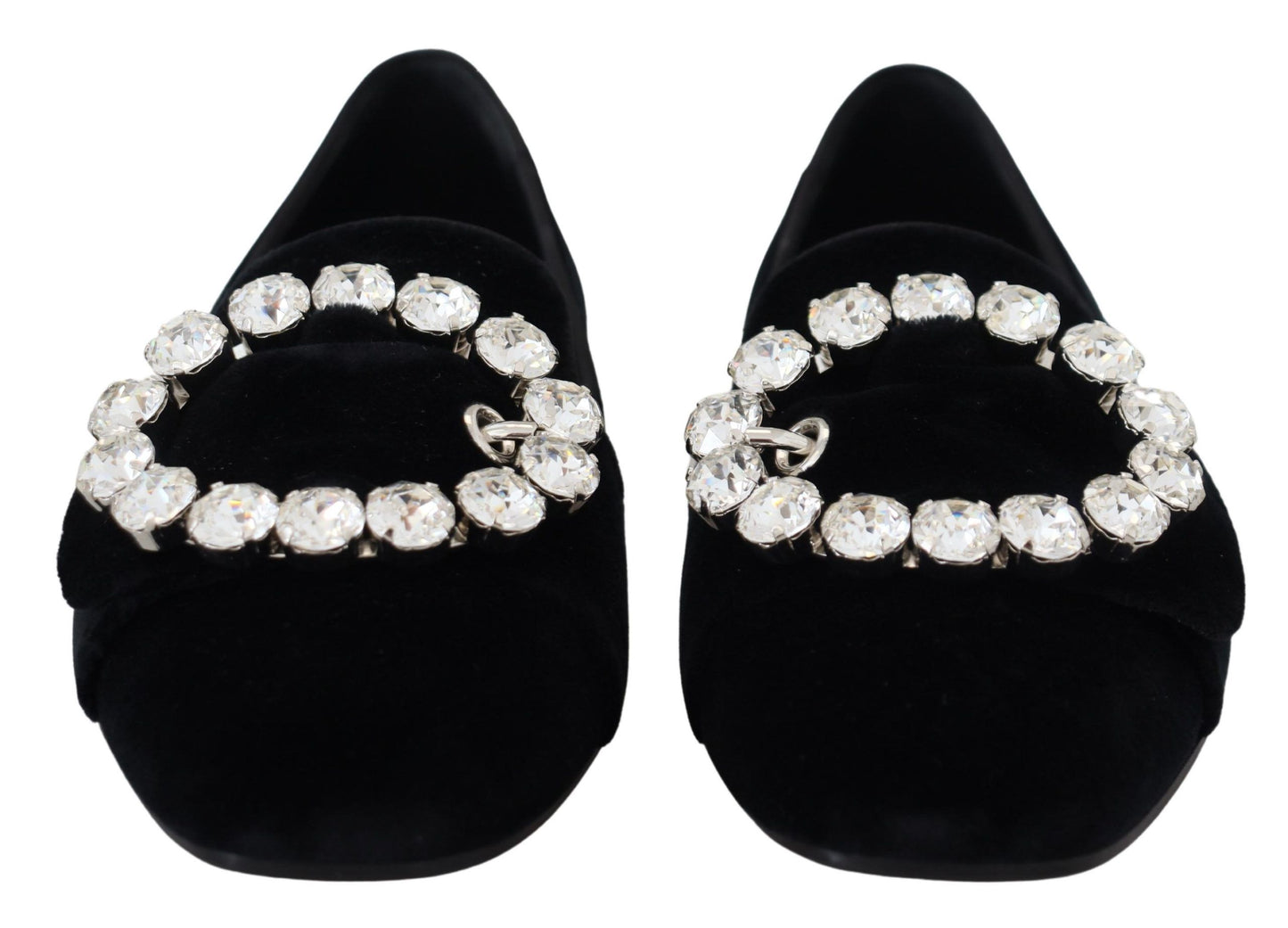 Chaussures plates loafers en velours noir et cristaux Dolce & Gabbana