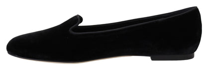 Chaussures plates à enfiler en velours noir Dolce & Gabbana
