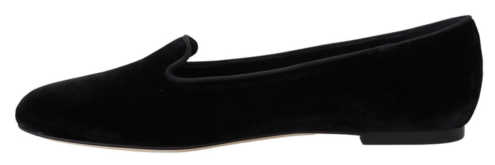 Dolce & Gabbana Zapatos Planos Mocasines de Terciopelo Negro