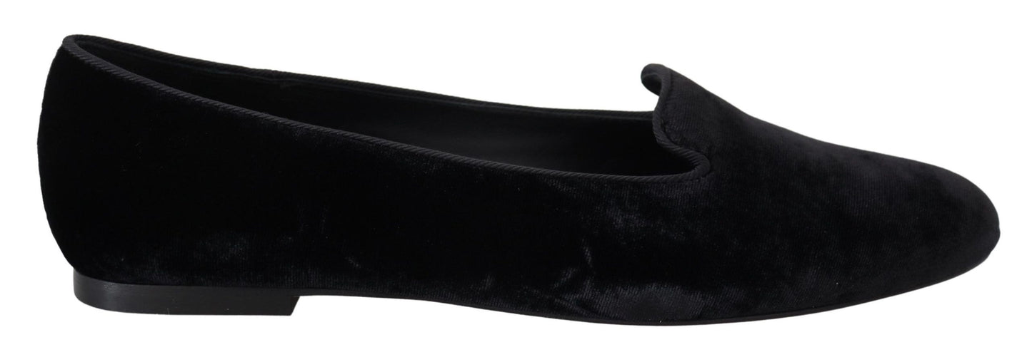 Chaussures plates à enfiler en velours noir Dolce & Gabbana