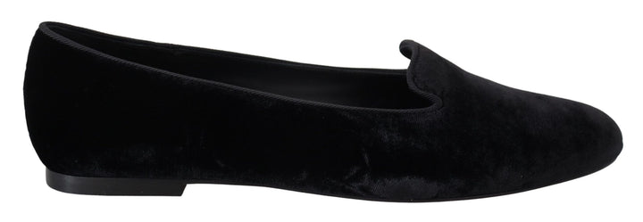 Dolce & Gabbana Zapatos Planos Mocasines de Terciopelo Negro
