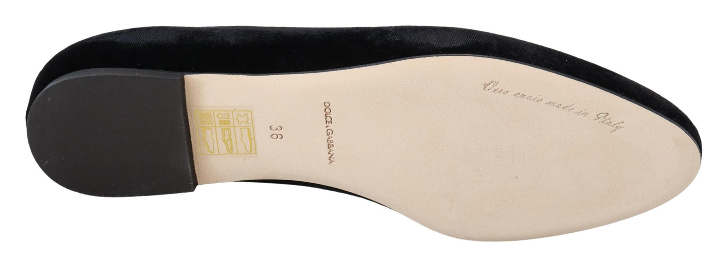 Chaussures plates à enfiler en velours noir Dolce & Gabbana