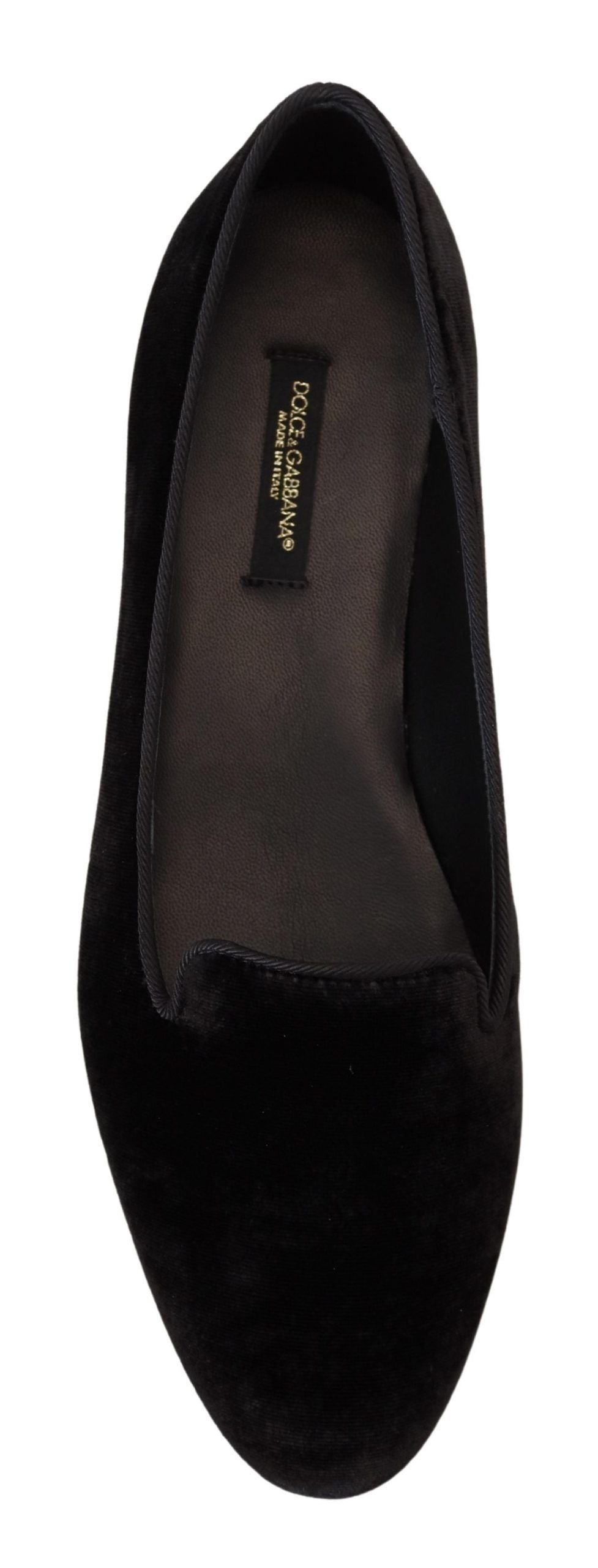 Chaussures plates à enfiler en velours noir Dolce & Gabbana
