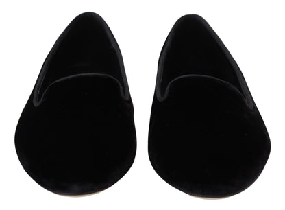 Chaussures plates à enfiler en velours noir Dolce & Gabbana