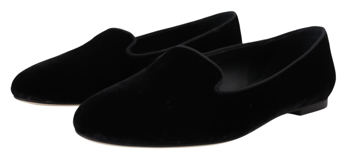 Chaussures plates à enfiler en velours noir Dolce & Gabbana