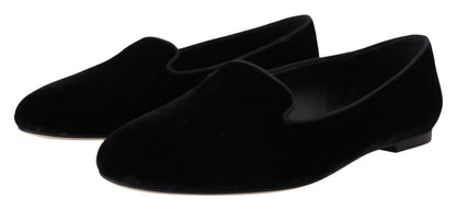 Chaussures plates à enfiler en velours noir Dolce & Gabbana