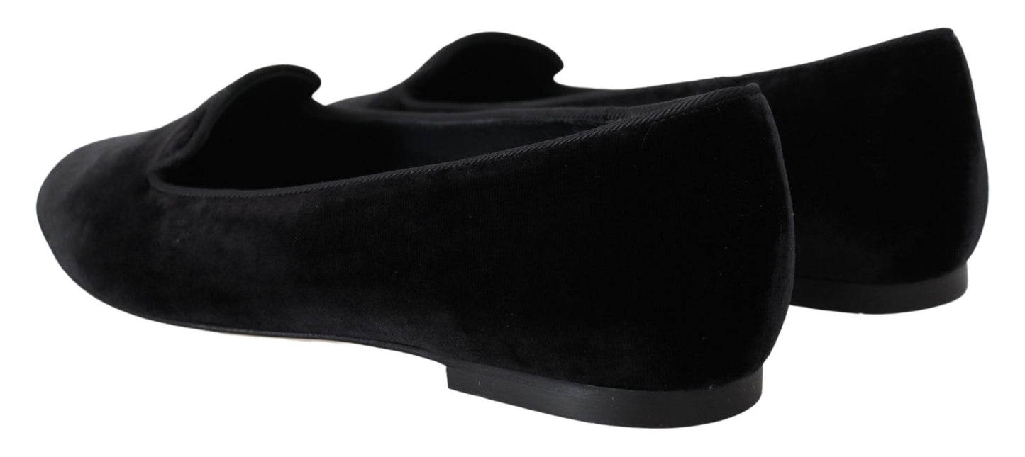 Chaussures plates à enfiler en velours noir Dolce & Gabbana