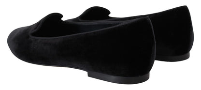 Chaussures plates à enfiler en velours noir Dolce & Gabbana