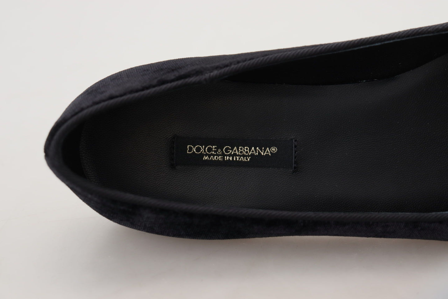 Chaussures plates à enfiler en velours noir Dolce & Gabbana