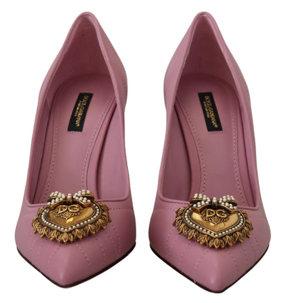 Chaussures à talons Dolce & Gabbana en cuir rose en forme de cœur DEVOTION