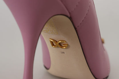 Chaussures à talons Dolce & Gabbana en cuir rose en forme de cœur DEVOTION