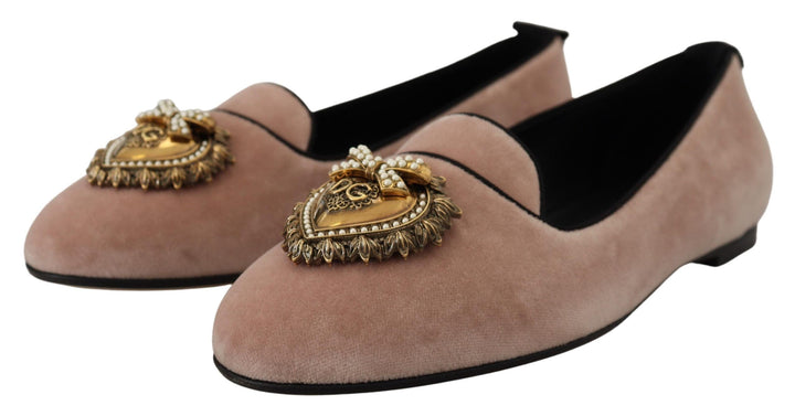 Mocasines planos Dolce & Gabbana de terciopelo rosa