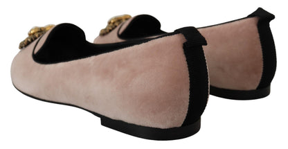 Chaussures Plates Dolce & Gabbana en Velours Rose (Mocassins)