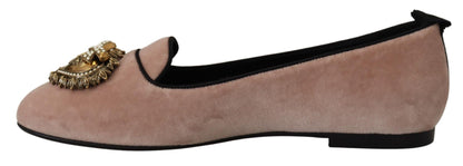 Chaussures Plates Dolce & Gabbana en Velours Rose (Mocassins)