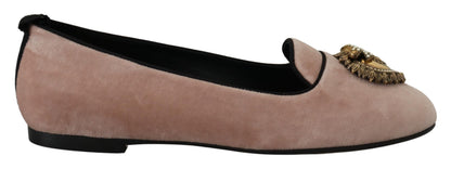 Chaussures Plates Dolce & Gabbana en Velours Rose (Mocassins)