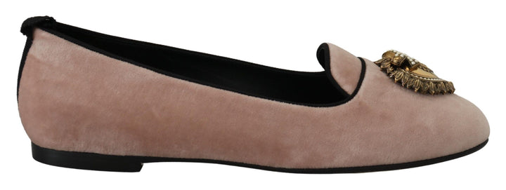 Mocasines planos Dolce & Gabbana de terciopelo rosa