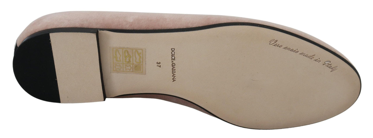 Chaussures Plates Dolce & Gabbana en Velours Rose (Mocassins)