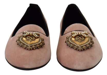 Chaussures Plates Dolce & Gabbana en Velours Rose (Mocassins)